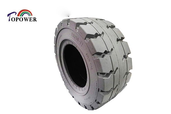 广东23X10-12重型电动叉车轮胎灰色工业实心轮胎
